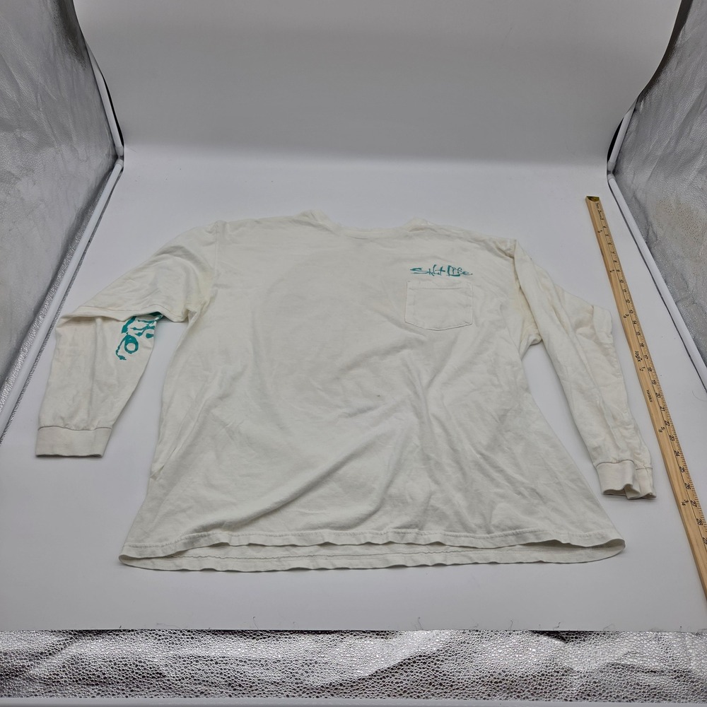 Salt Life Mens XL White Chasing Tail Ale Long Sleeve Pocket Graphic T-Shirt